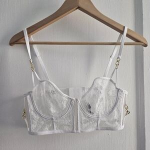 LIVY White Golden Chain Unlined Bustier Bra